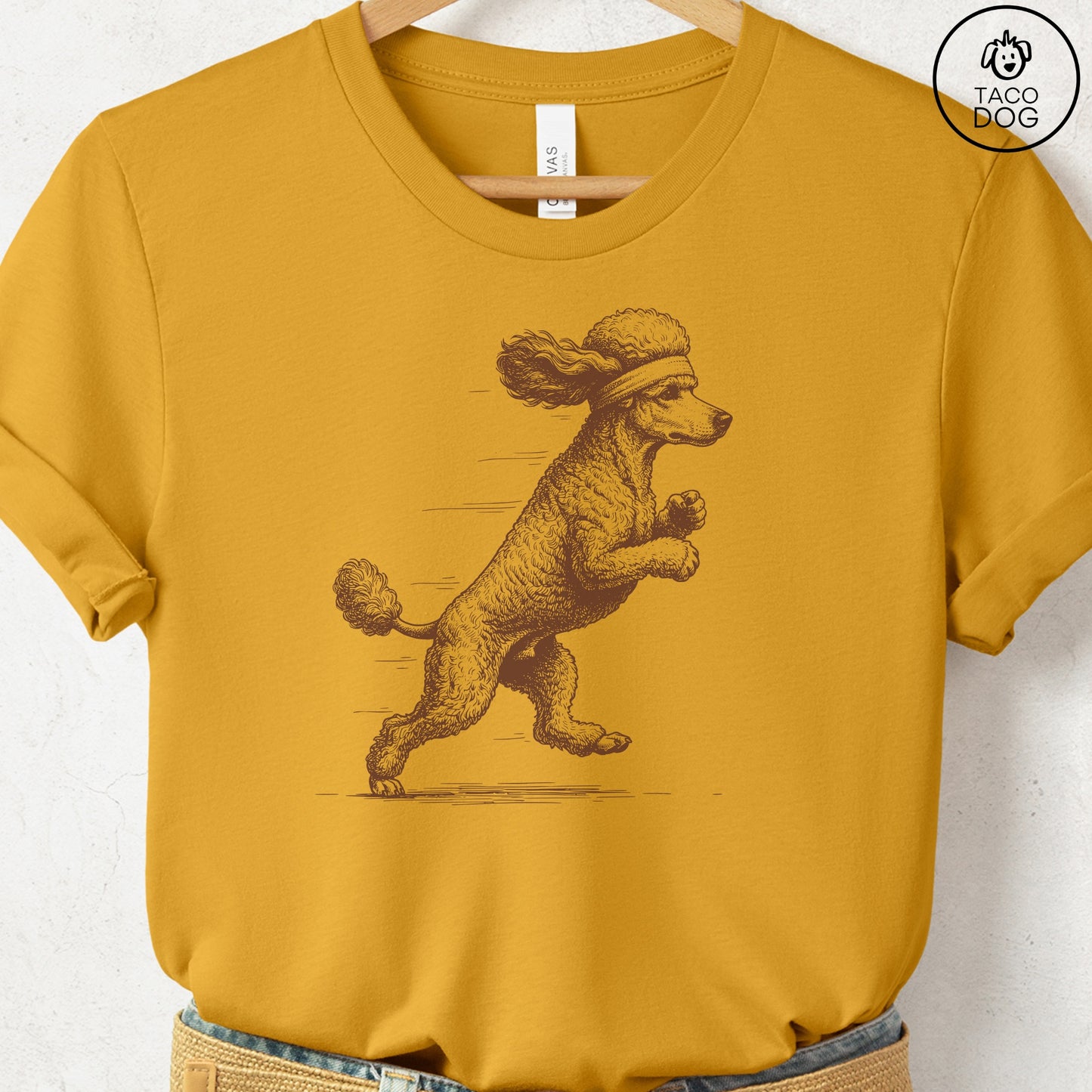 Poodle Jogging Runner T-Shirt Mustard