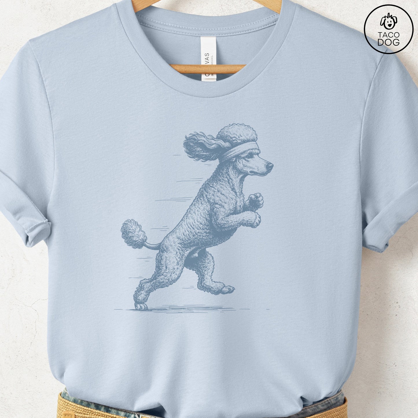 Poodle Jogging Runner T-Shirt Light Blue