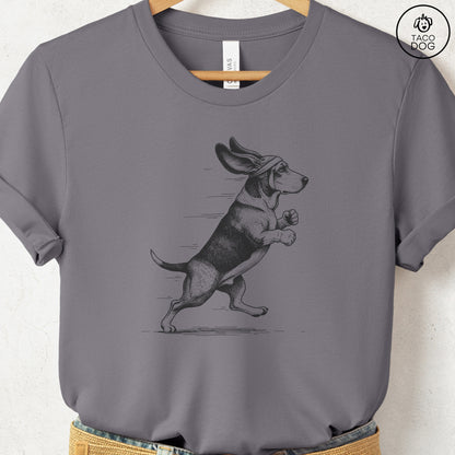 Basset Hound Jogging Runner T-Shirt Storm Taco-Dog