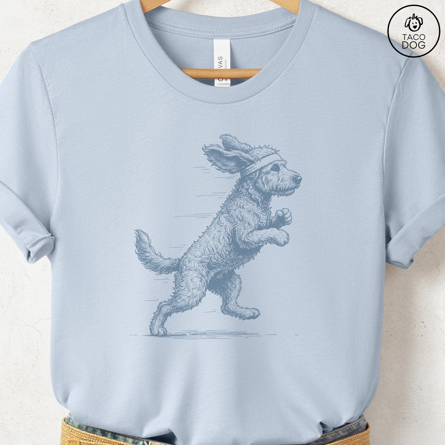 Doodle Jogging Runner T-Shirt Light Blue