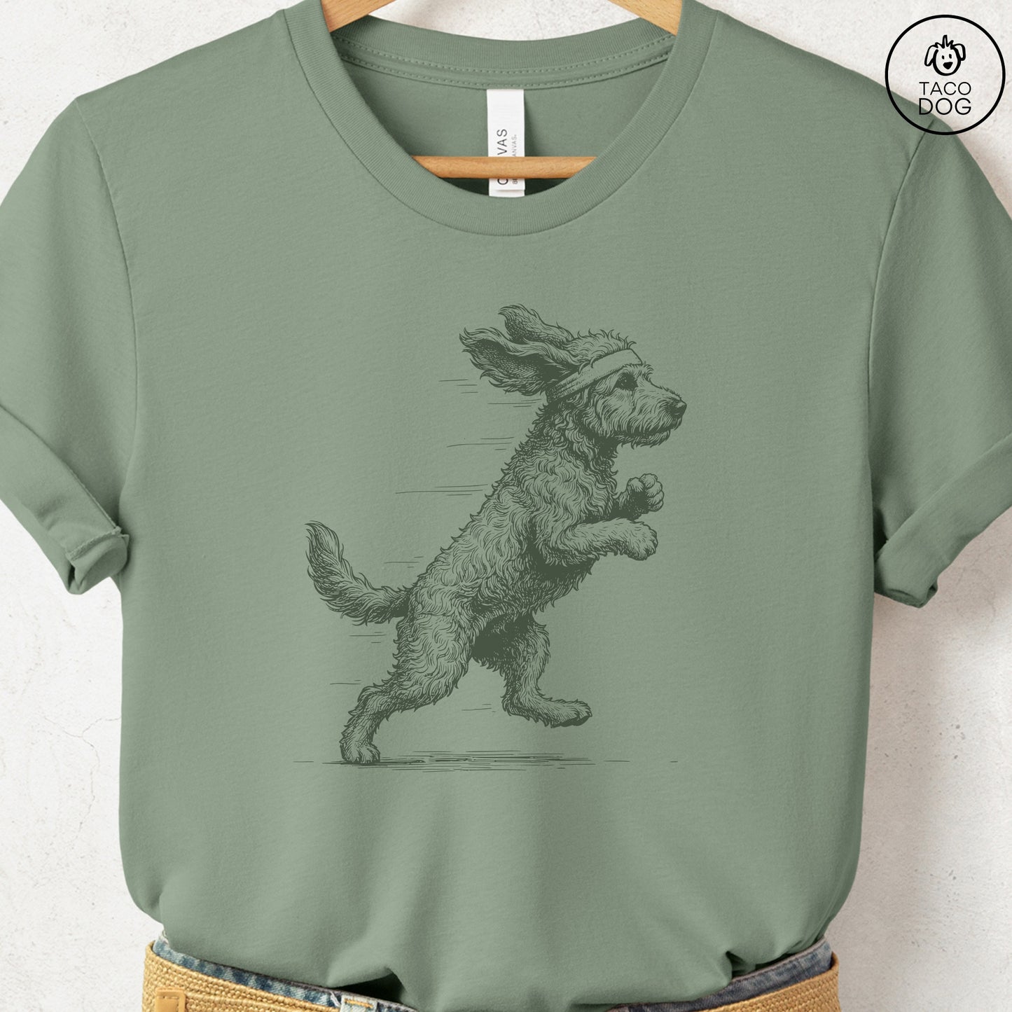 Doodle Jogging Runner T-Shirt Sage