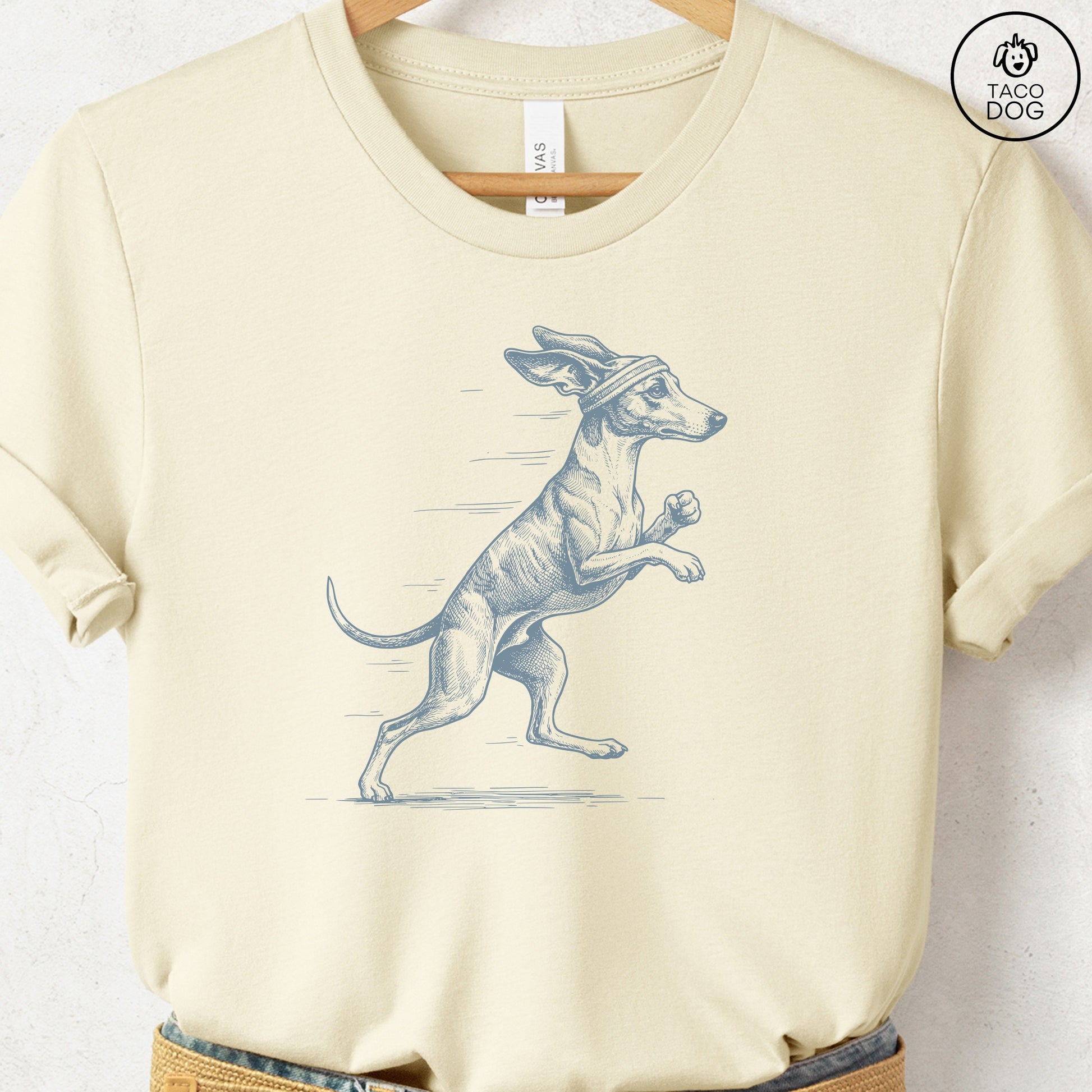 Italian Greyhound Whippet Iggy Jogging Runner T-Shirt Natural Taco-Dog