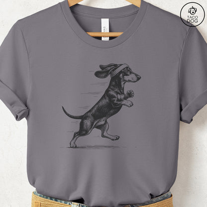 Dachshund Weenie Jogging Runner T-Shirt Storm Taco-Dog
