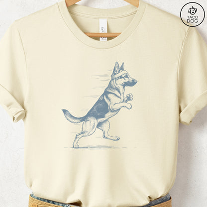 German Shepherd Jogging Runner T-Shirt Natural Taco-Dog