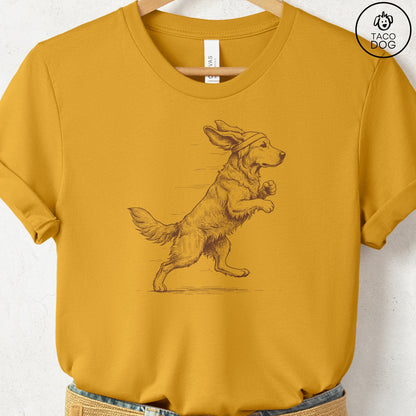 Golden Retriever Jogging Runner T-Shirt Mustard Taco-Dog