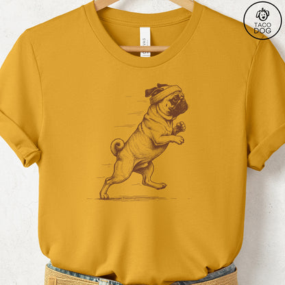 Pug Jogging Runner T-Shirt Mustard