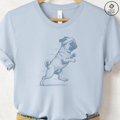 Pug Jogging Runner T-Shirt Light Blue
