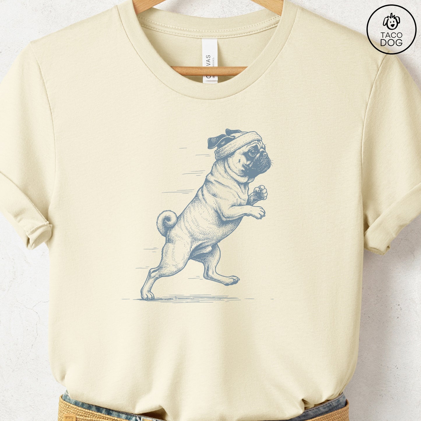 Pug Jogging Runner T-Shirt Natural