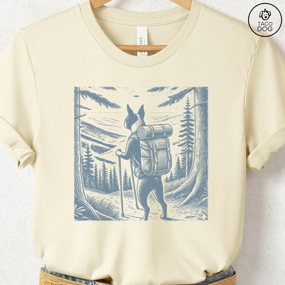 Boston Terrier Hiking T-Shirt Natural Taco-Dog