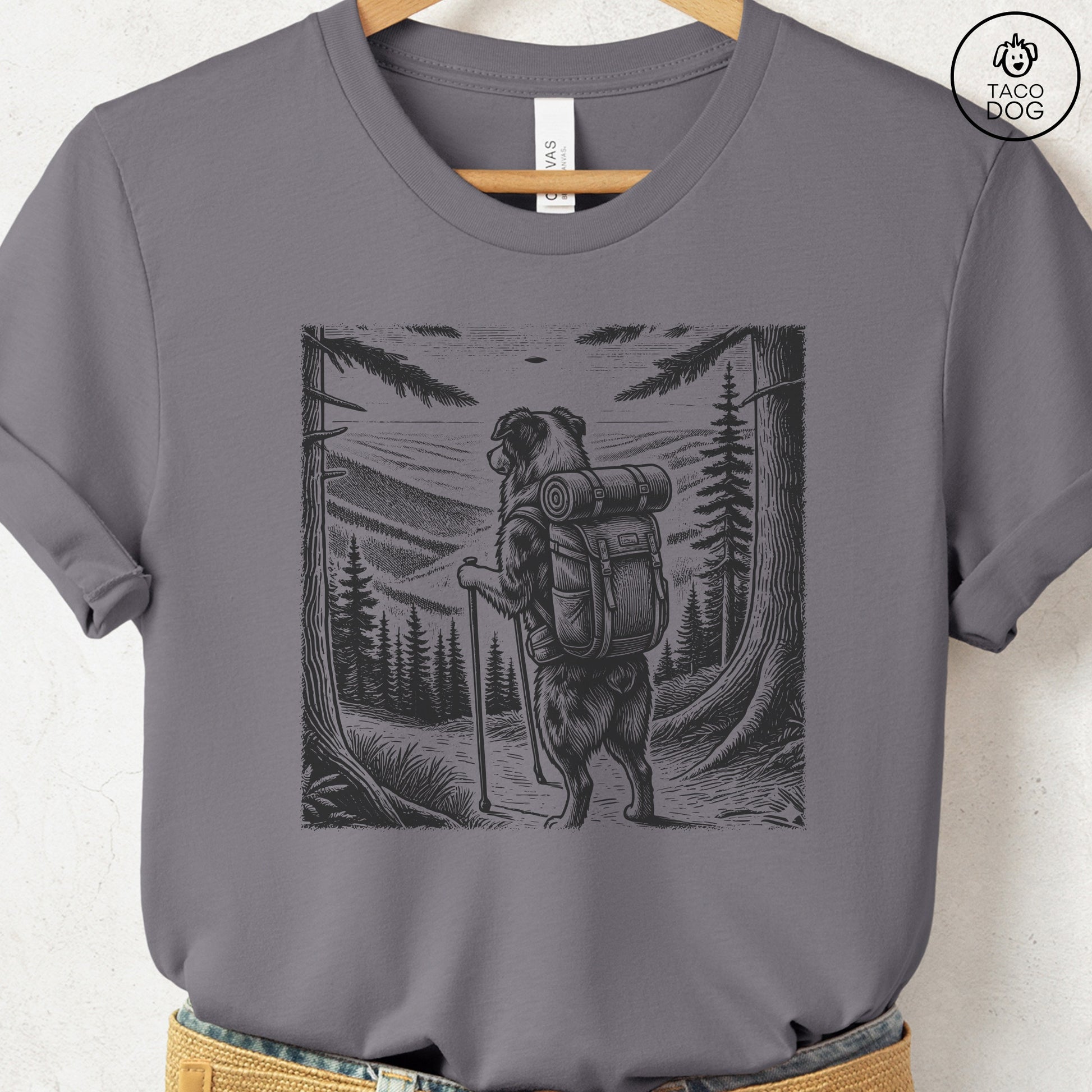 Australian Shepherd Aussie Hiking T-Shirt Storm