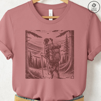 Australian Shepherd Aussie Hiking T-Shirt Heather Mauve
