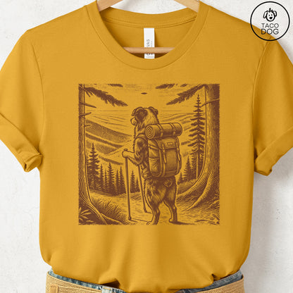 Australian Shepherd Aussie Hiking T-Shirt Mustard