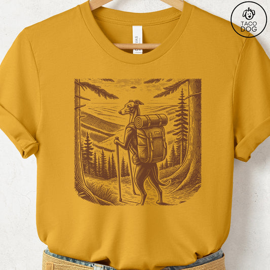 Italian Greyhound Whippet Iggy Hiking T-Shirt Mustard