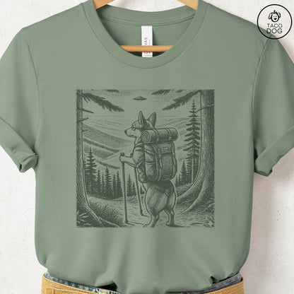 Corgi Hiking T-Shirt Sage Taco-Dog