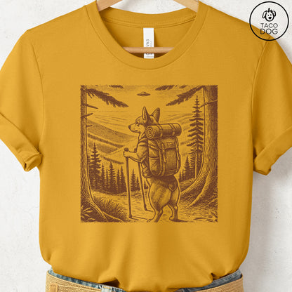 Pug Hiking T-Shirt Mustard Taco-Dog
