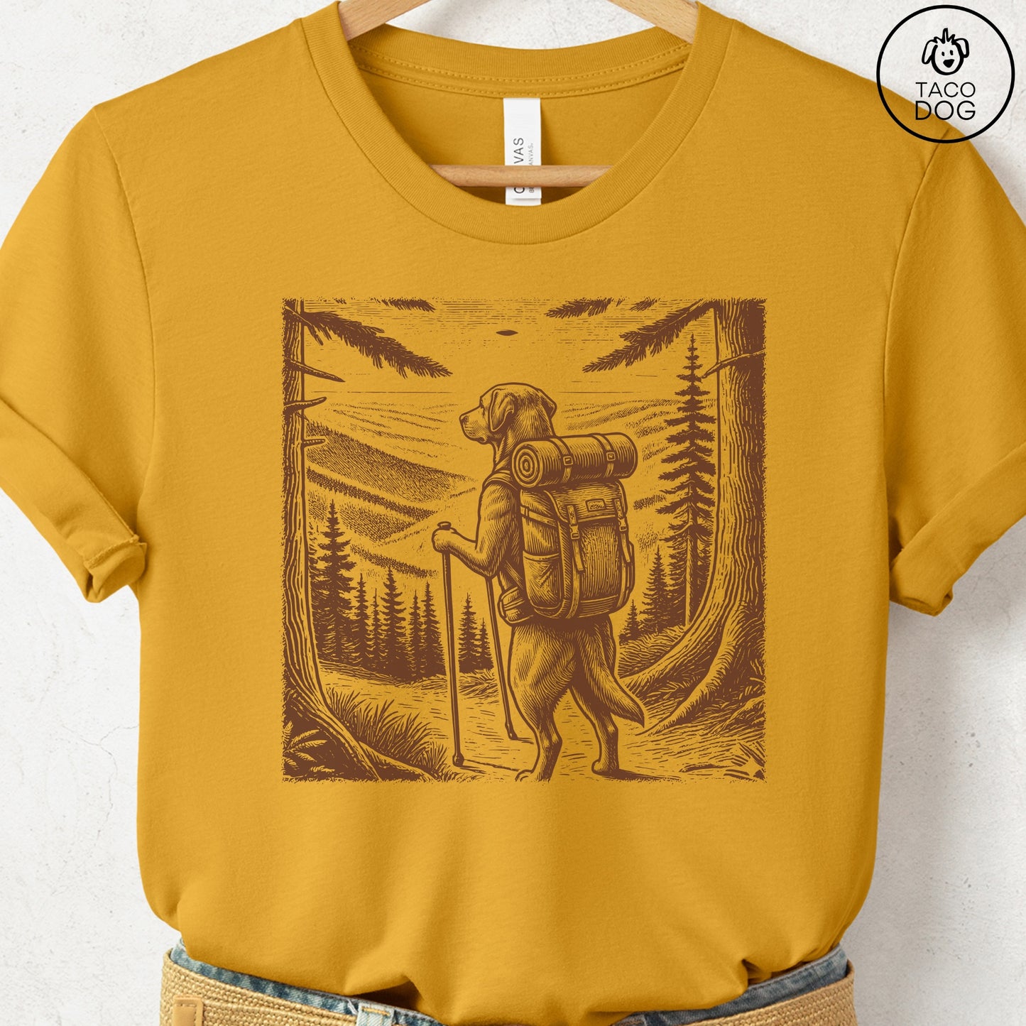 Labrador Retriever Hiking T-Shirt Mustard Taco-Dog