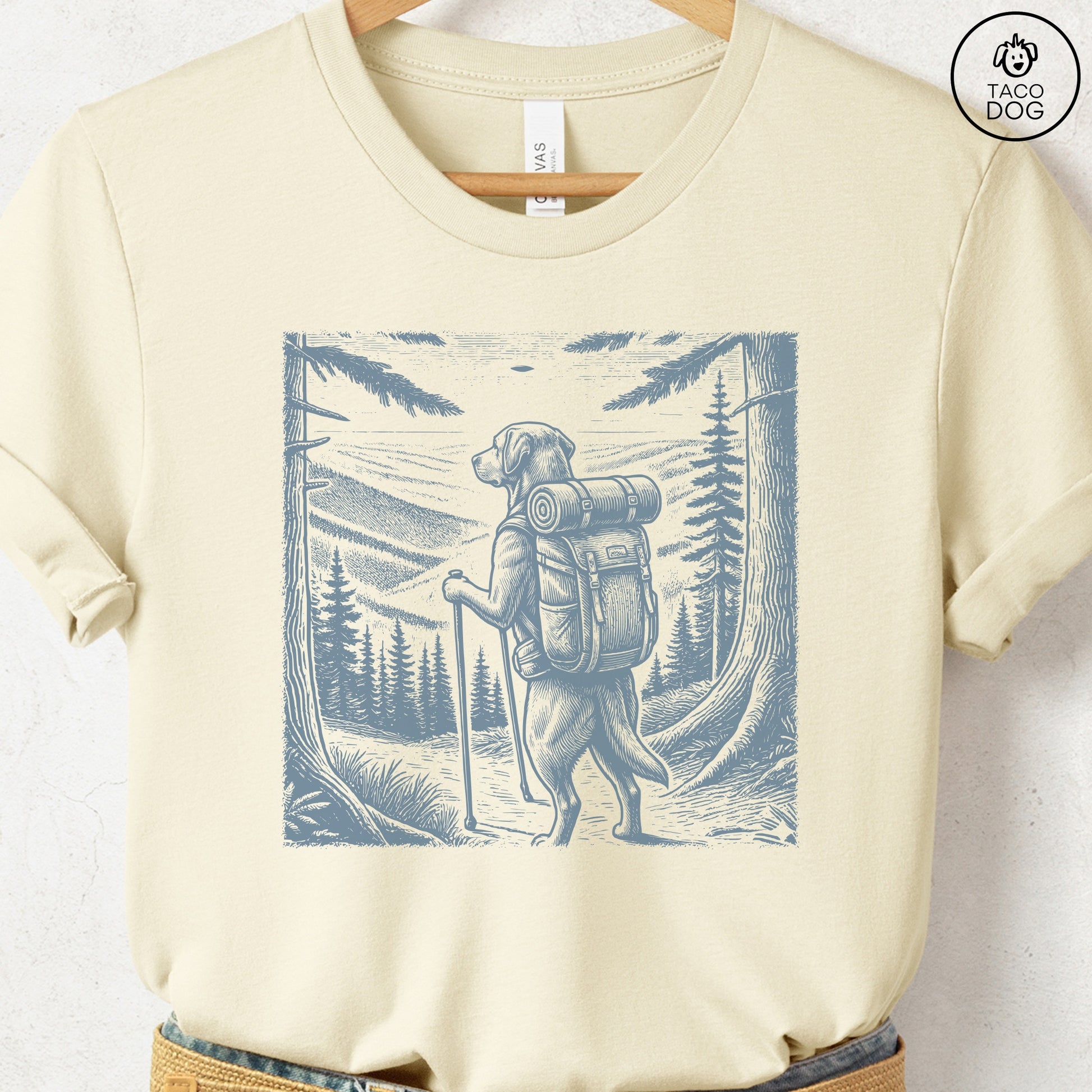 Labrador Retriever Hiking T-Shirt Natural Taco-Dog
