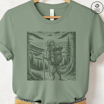 Golden Retriever Hiking T-Shirt Sage Taco-Dog
