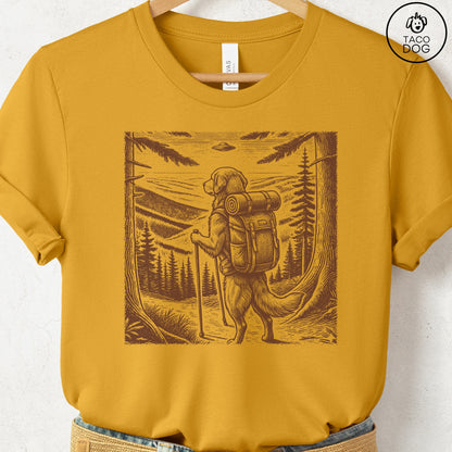 Golden Retriever Hiking T-Shirt Mustard Taco-Dog