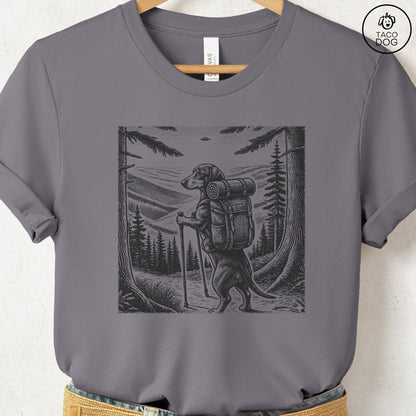 Dachshund Weenie Hiking T-Shirt Storm Taco-Dog