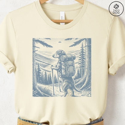 Dachshund Weenie Hiking T-Shirt Natural Taco-Dog