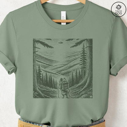 Pomeranian Hiking T-Shirt Sage Taco-Dog
