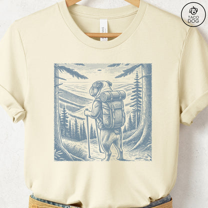 English Bulldog Hiking T-Shirt Natural Taco-Dog