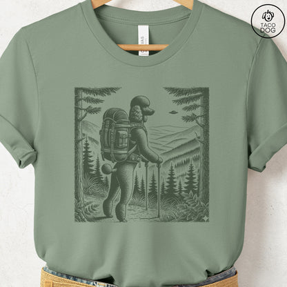 Poodle Hiking T-Shirt Sage Taco-Dog
