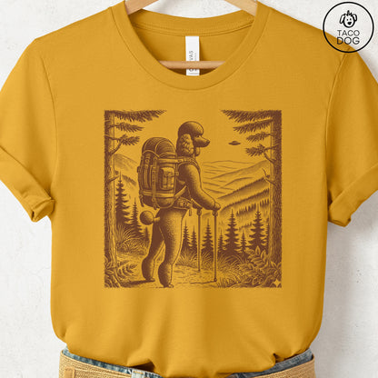 Poodle Hiking T-Shirt Mustard Taco-Dog