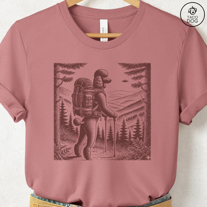 Poodle Hiking T-Shirt Heather Mauve Taco-Dog
