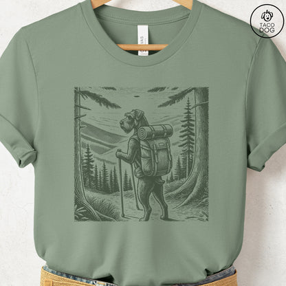 Schnauzer Hiking T-Shirt Sage Taco-Dog