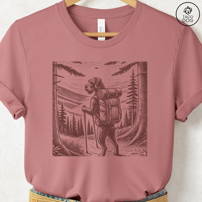 Schnauzer Hiking T-Shirt Heather Mauve Taco-Dog
