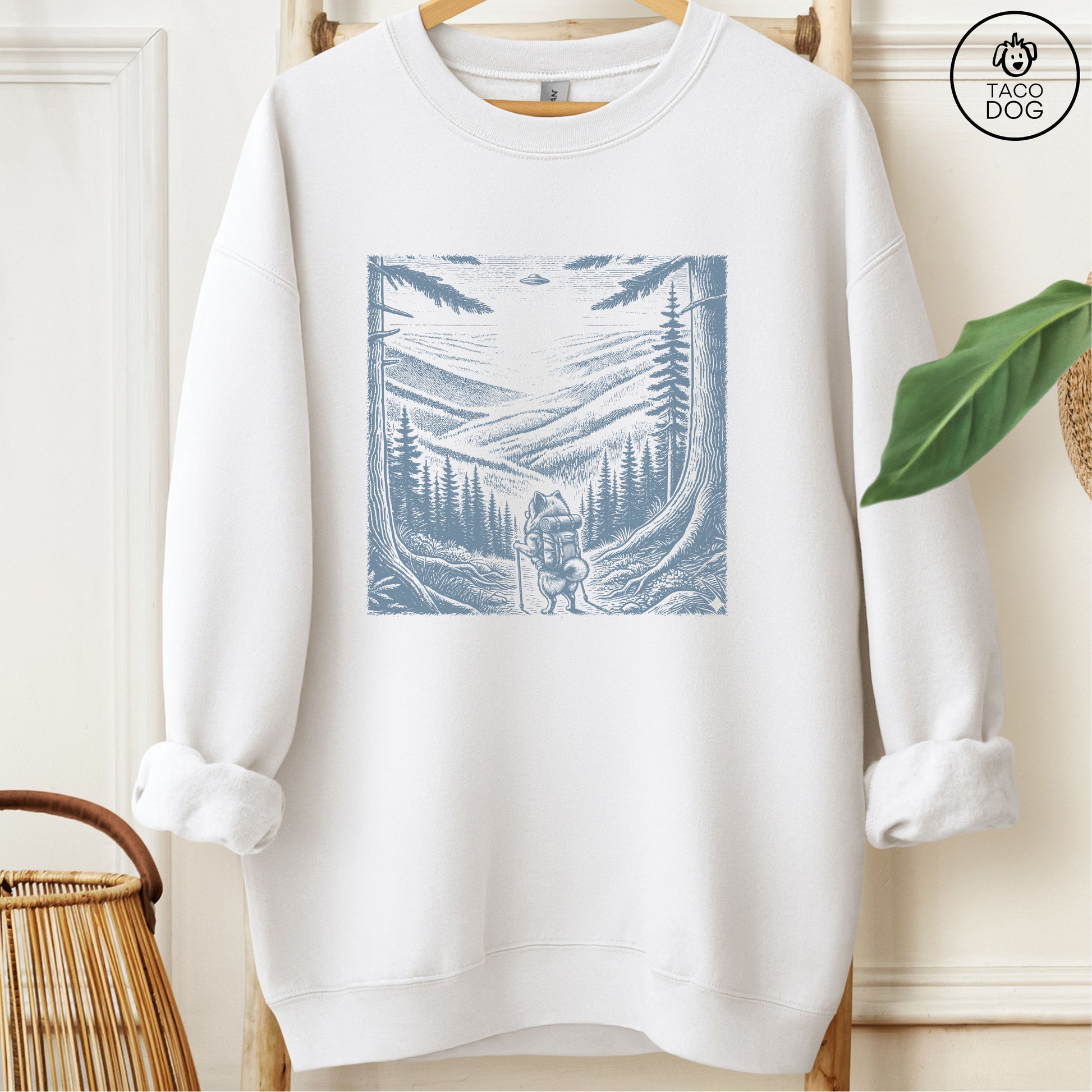 Pomeranian Hiking Sweatshirt White Taco-Dog