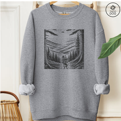 Pomeranian Hiking Sweatshirt Graphite Heather Taco-Dog