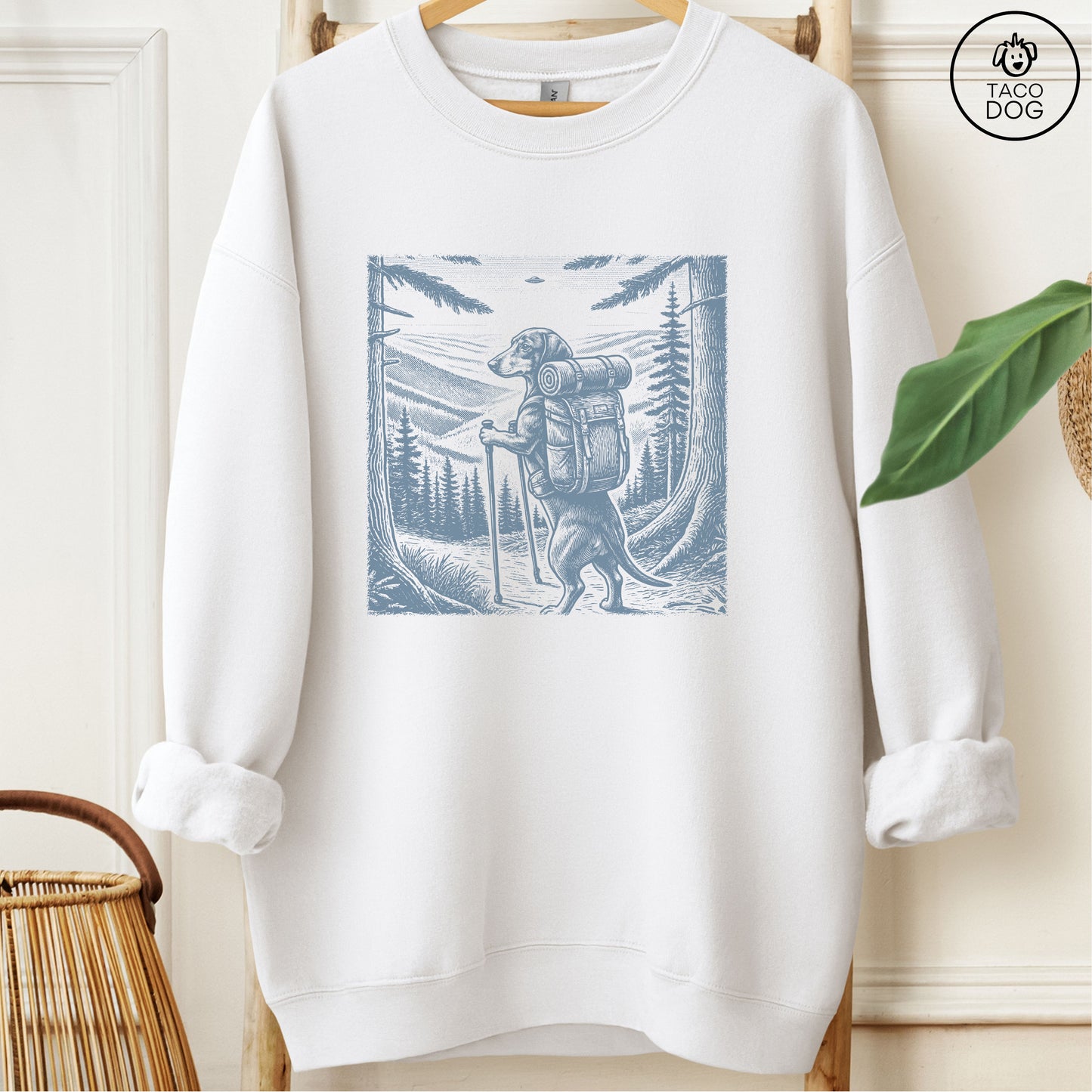 Dachshund Weenie Hiking Sweatshirt White Taco-Dog