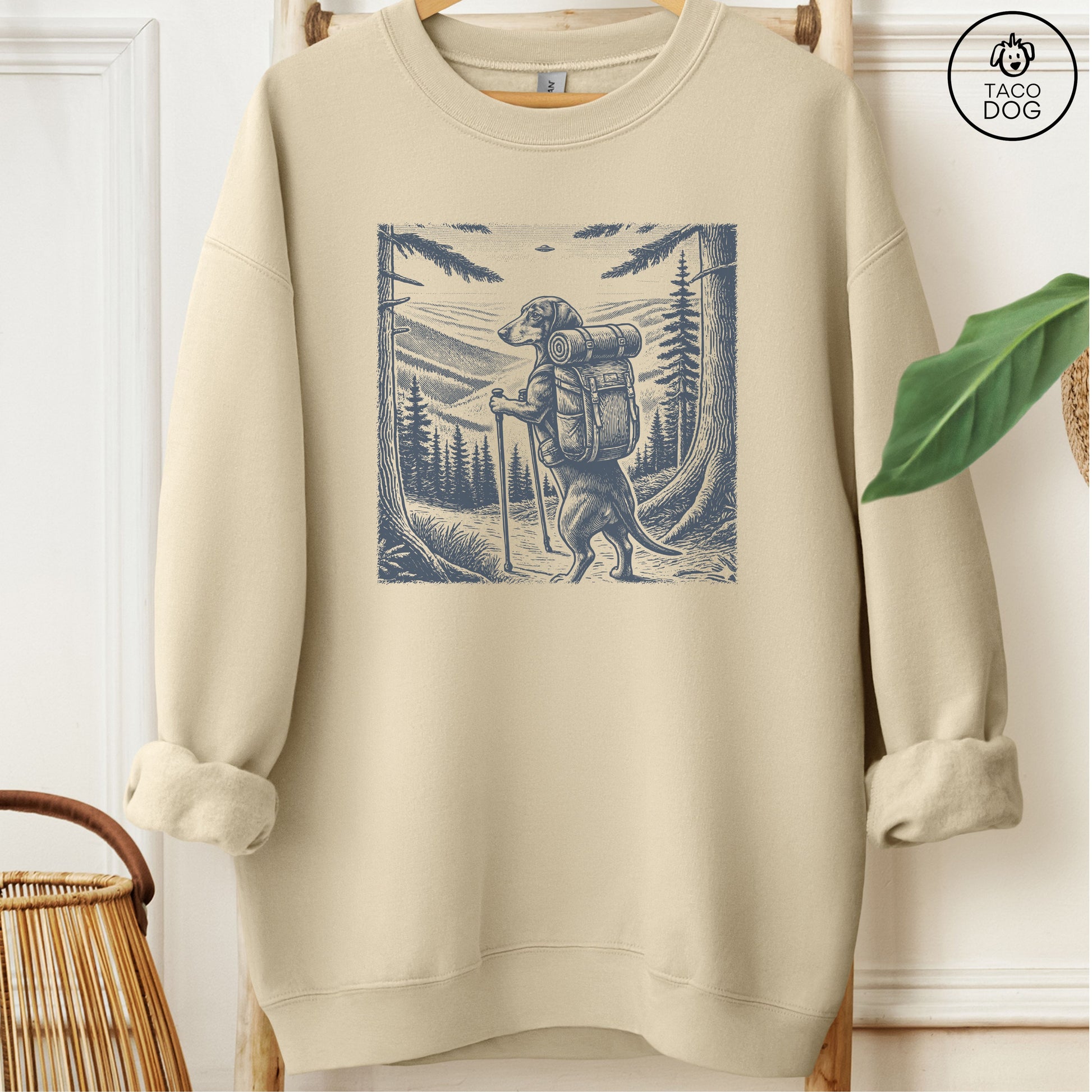 Dachshund Weenie Hiking Sweatshirt Sand Taco-Dog
