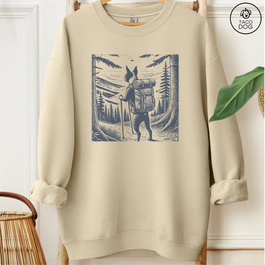 Boston Terrier Hiking Sweatshirt Sand Taco-Dog