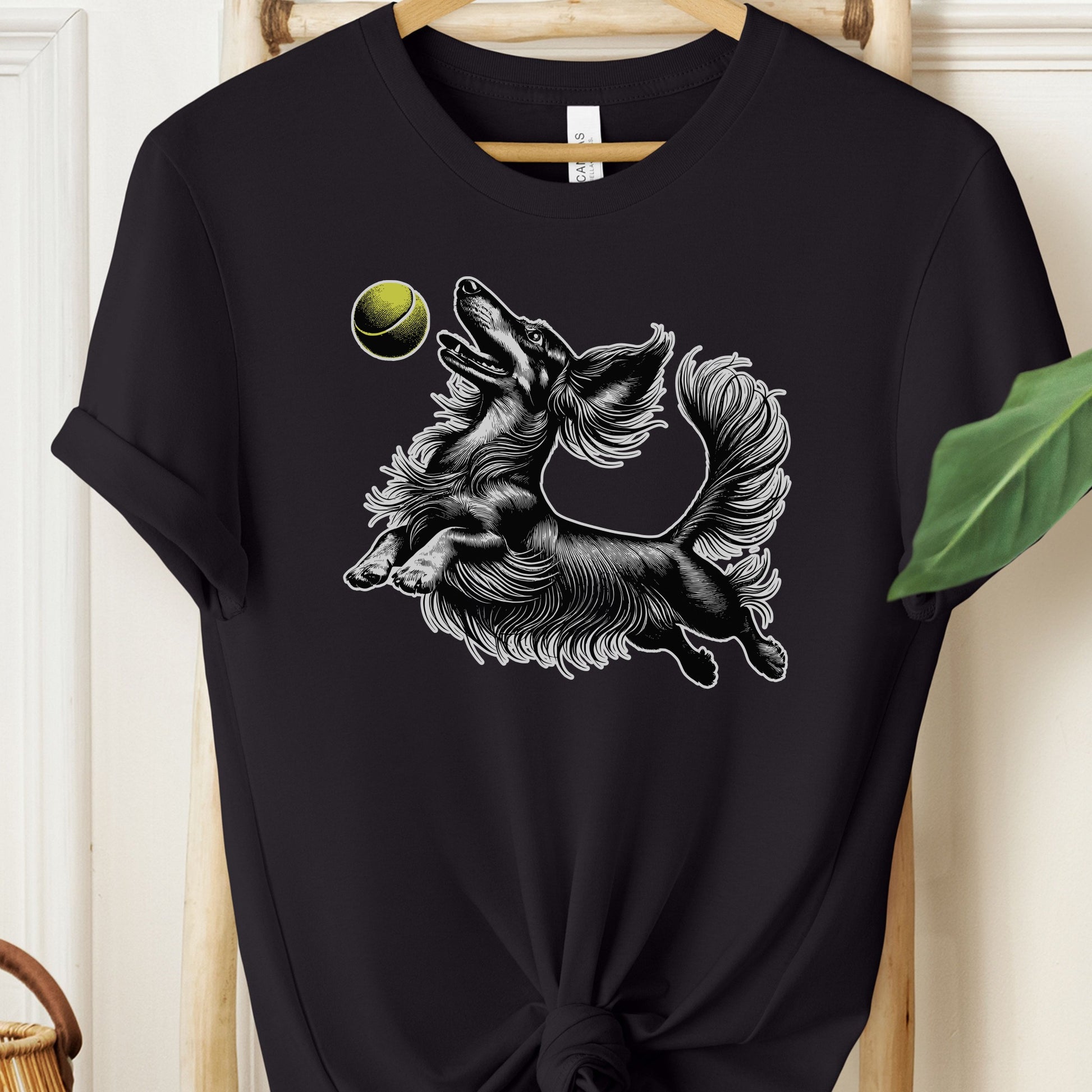 Dachshund Weenie Tennis Ball T-Shirt Black Taco-Dog