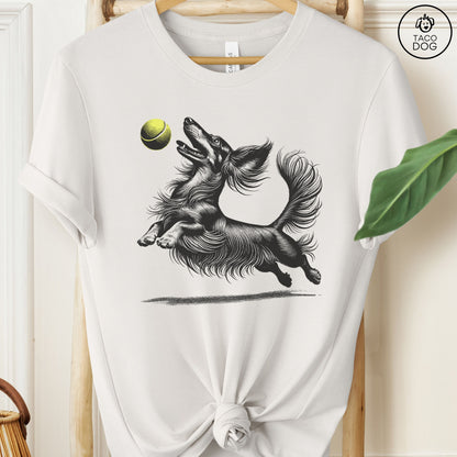 Dachshund Weenie Tennis Ball T-Shirt Vintage White Taco-Dog