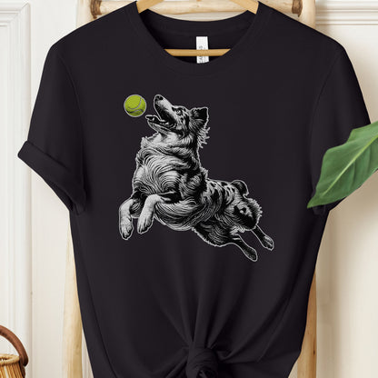 Australian Shepherd Aussie Tennis Ball T-Shirt Black Taco-Dog