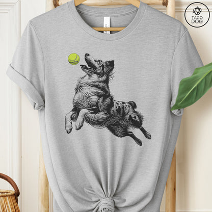 Australian Shepherd Aussie Tennis Ball T-Shirt Athletic Heather Taco-Dog