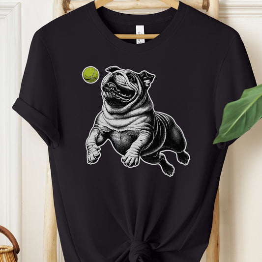 English Bulldog Tennis Ball T-Shirt Black