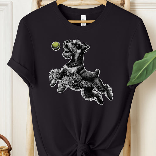 Schnauzer Tennis Ball T-Shirt Black Taco-Dog