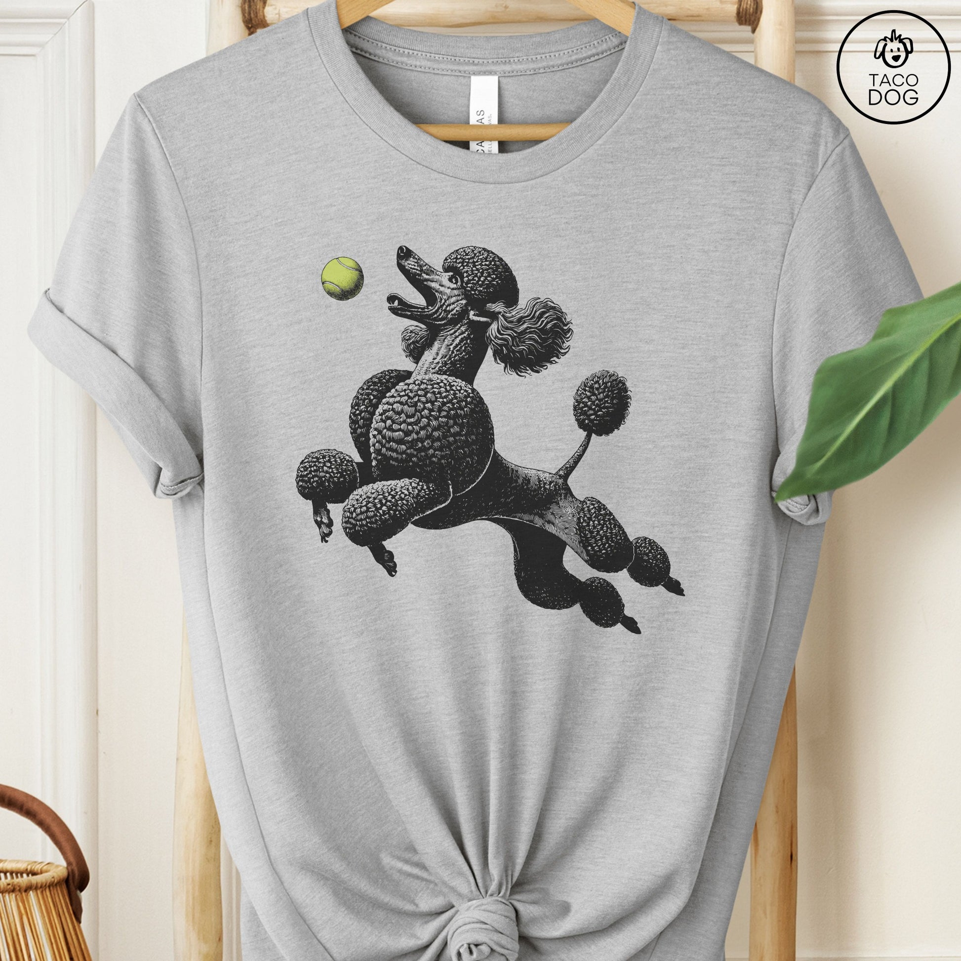 Poodle Tennis Ball T-Shirt Athletic Heather Taco-Dog
