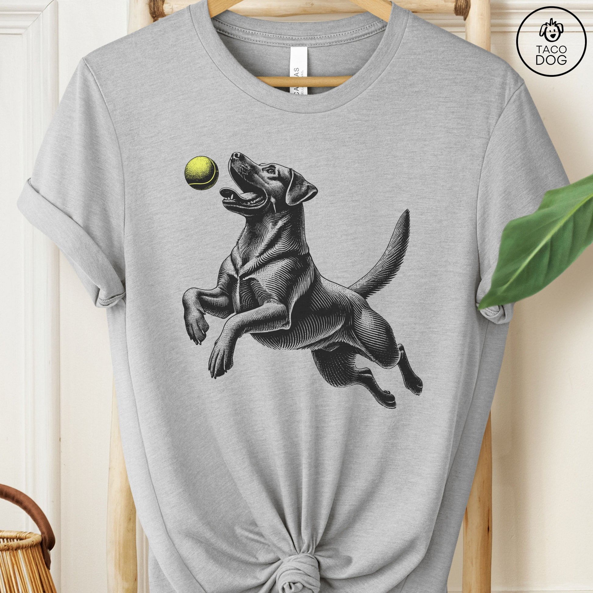 Labrador Retriever Lab Tennis Ball T-Shirt Athletic Heather Taco-Dog