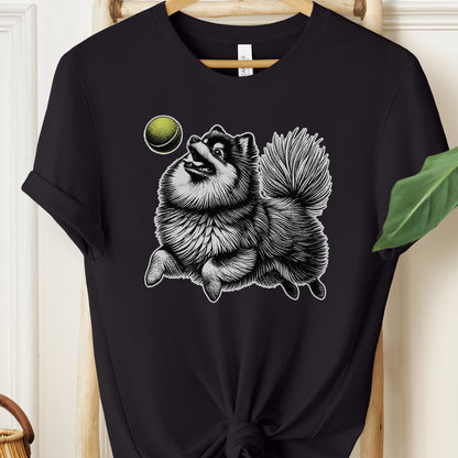 Pomeranian Tennis Ball T-Shirt Black Taco-Dog