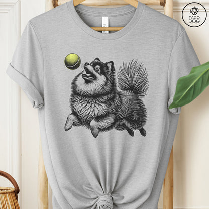 Pomeranian Tennis Ball T-Shirt Athletic Heather Taco-Dog