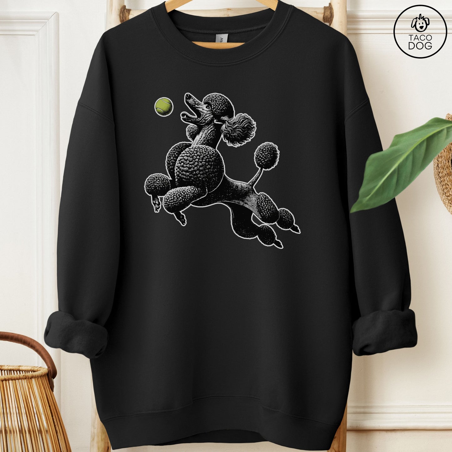 Poodle Tennis Ball Sweatshirt Black