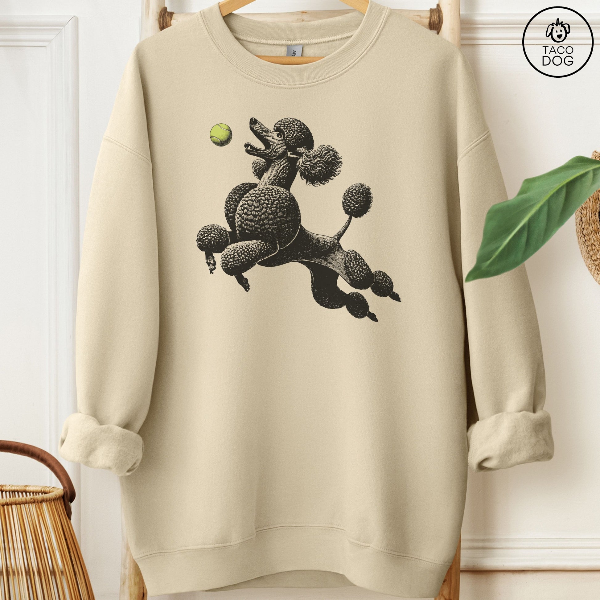 Poodle Tennis Ball Sweatshirt Sand