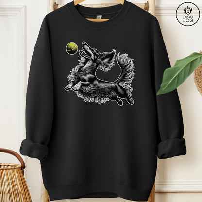 Dachshund Weenie Tennis Ball Sweatshirt Black Taco-Dog